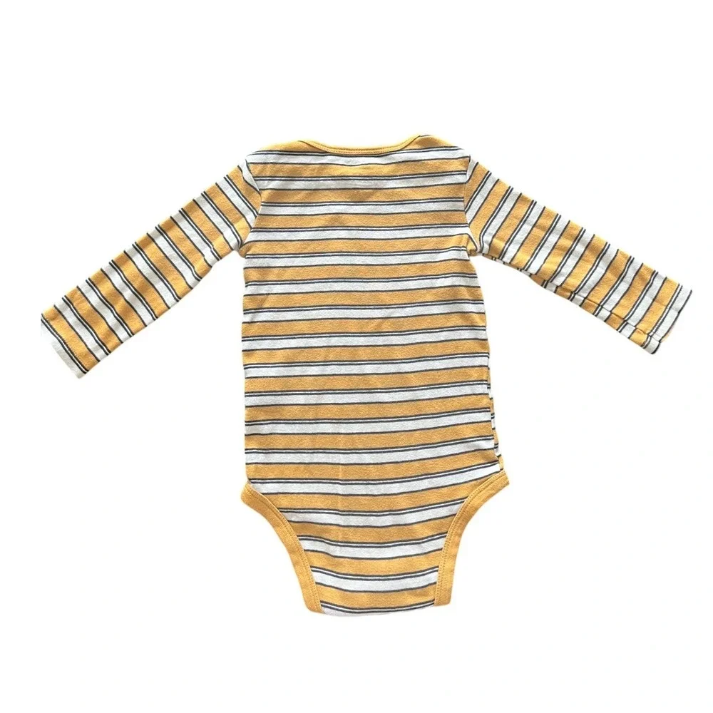 Carters Just One You Baby Mustard Yellow Striped Long Sleeve Bodysuit 12M (0953)